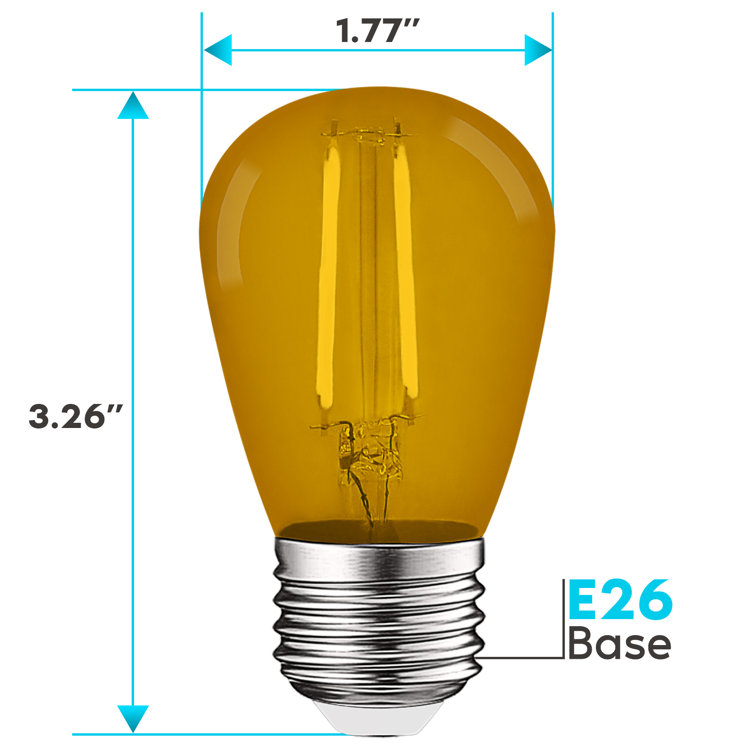 Luxrite S14 Edison LED Yellow Light Bulbs 0.5W Coloured LED Bulbs For